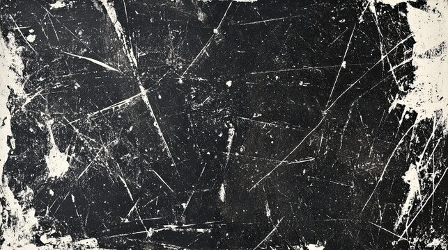 Distressed Monochrome Texture with Scratches and Grunge Edges for Digital Design