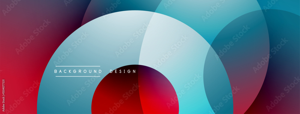 Poster Abstract fluid shapes overlap. Red, blue, white gradients create dynamic composition. Modern design element for backgrounds.