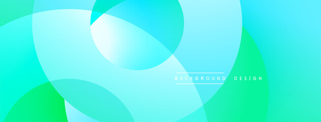 Abstract background features overlapping circles. Colors range from light blue to vibrant green. Modern design element for digital projects.