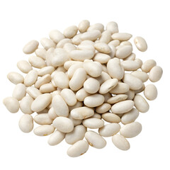 Pile of white beans isolated on transparent background