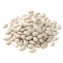 Fototapeta premium Pile of white beans isolated on transparent background