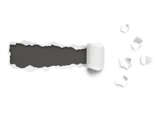 Paper hole with torn edges design template. Royalty high-quality free stock image of elongated torn paper fragments  isolated on white background PNG