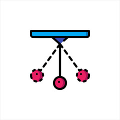 A Newton’s cradle with swinging balls – physics concept