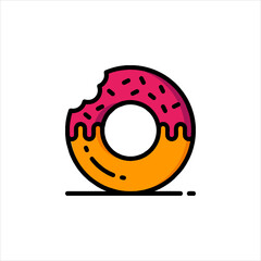 Obraz premium A pink-frosted donut with a bite taken out