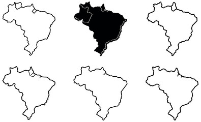 Obraz premium Simple Black and White Outline Maps of Brazil