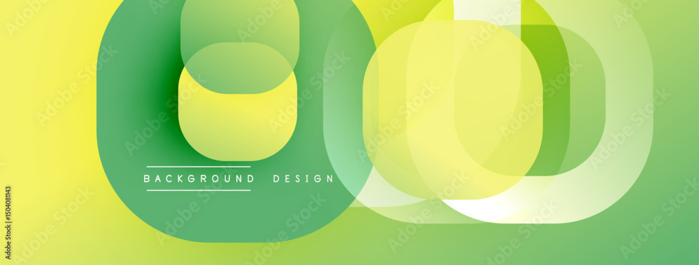 Aufkleber Abstract geometric composition. Overlapping circles create dynamic visual effect. Gradient shades of green, yellow present modern design.