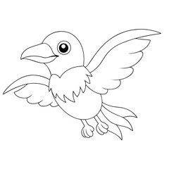 Fototapeta premium Outlined cartoon bird soars with delightful charm and gentle expression