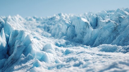 Majestic glacial peaks under the clear sky reveal the stunning beauty of untouched, icy wilderness.