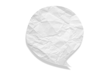 White speech bubble crumpled paper isolated on transparent background