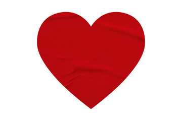 red crumpled paper heart heart sticker isolated on transparent background