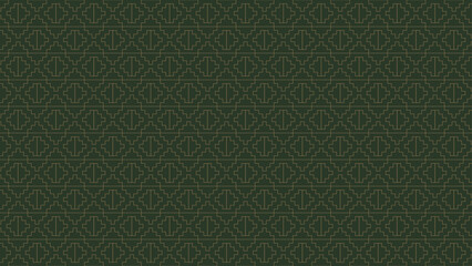 seamless pixelated triangle and square pattern line art. Green background and gold line wallpaper vector, for digital and print purpose.