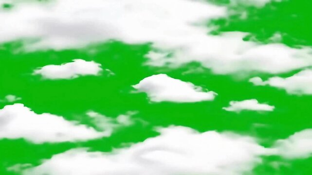 White Clouds on a Vibrant Green Screen Background Seamless Texture for Design Projects