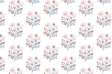 seamless pattern sketch, floral line art design, cotton rose print, minimal textile texture, one line wallpaper pattern

