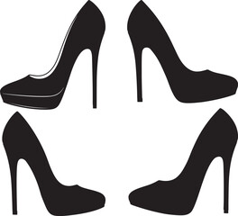 Womens Shoe Icon Silhouette Vector Illustration