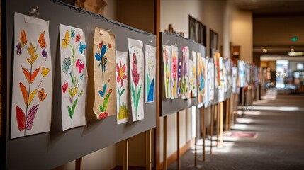 Colorful Flower Wall Art Display for Heritage Week