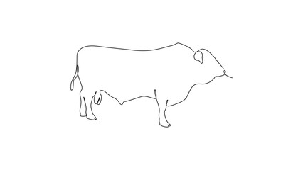 Elegant Line Art Drawing of a Cow Simple Minimalist Cattle Illustration