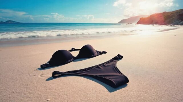 Woman's bikini on the beach.