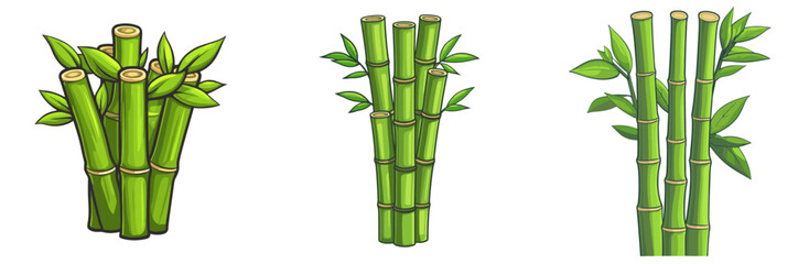 Fototapeta premium Bamboo plants in vibrant colors standing together in a lively arrangement showcasing nature's beauty
