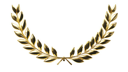 Winner Golden Wreath leaves ornament card icon on png transparent background