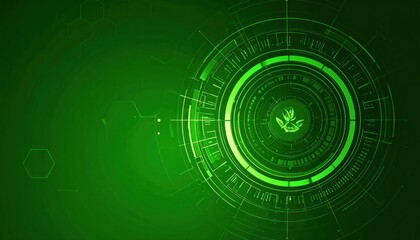 Obraz premium Green Technology Futuristic Interface with Plant Icon, Abstract Design, Innovation