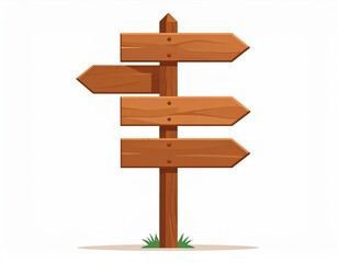 Wooden Directional Signpost On White Background