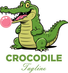 Vector of crocodile logo design illustration. Wild Animals. Reptile. Easy editable layered vector illustration