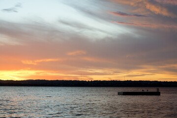 Dramatic Red Sunset Sky over Pt Chevalier Beach