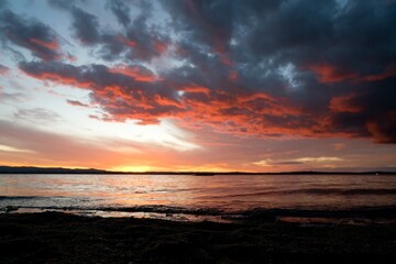Dramatic Red Sunset Sky over Pt Chevalier Beach