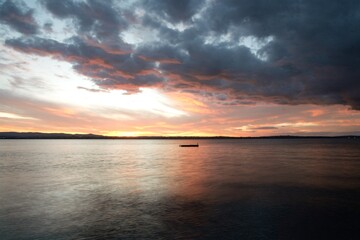 Dramatic Red Sunset Sky over Pt Chevalier Beach