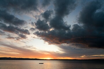 Dramatic Red Sunset Sky over Pt Chevalier Beach
