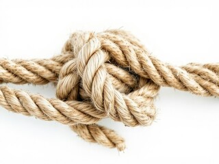 Weathered Nautical Rope Knot on White Background