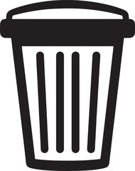 black trash bin icon on white background