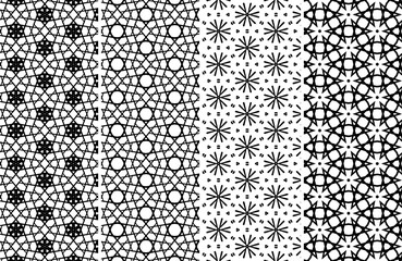 Geometric Seamless Patterns Black White Textile Design Repeating Backgrounds