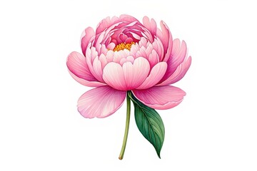 Obraz premium Watercolor of a soft pink peony flower, perfect for Mother’s Day greeting cards, springtime gifts, or floral branding. Single pink peony illustration for Mother’s Day