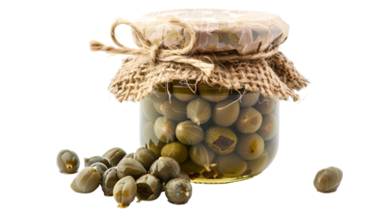 Pickled capers in a rustic jar delicious gourmet food