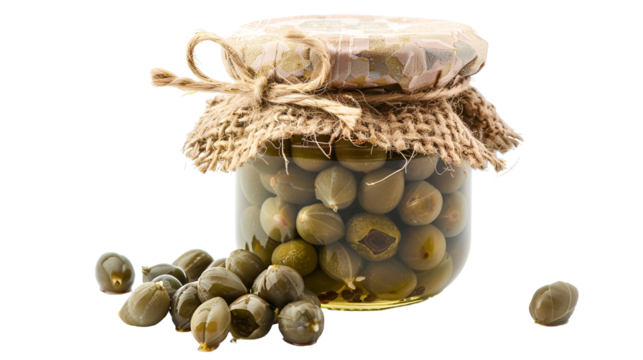 Pickled capers in a rustic jar delicious gourmet food