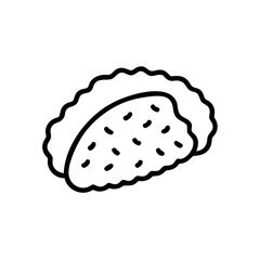 Katsu cutlet, line art illustration, black and white, food icon, for menus