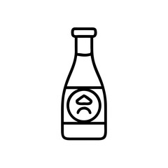 Sake bottle line art illustration, for websites and menus