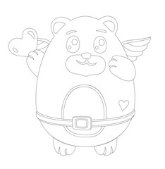 Coloring book art with cute Angel bear