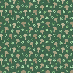 Tile pattern with mushrooms and flowers