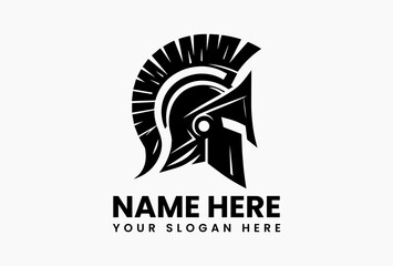 Bold Spartan hoplite armed with sword and circular shield vector logo. Warrior heritage symbol  