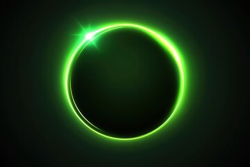 Obraz premium A glowing green circle with a bright spot on a dark background creating an abstract design
