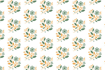 Obraz premium floral textile pattern, seamless hand drawn flowers, trendy line art sketch, home wrapping design, one line texture