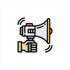 vector illustration of a hand holding a microphone