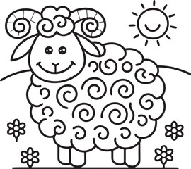Adorable Cute Sheep Coloring Pages – Fun, Relaxing and Whimsical Sheep Designs for Kids and Adults, Printable PDF, Fluffy Farm Animals, Kawaii Lamb Art