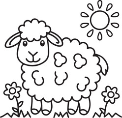 Adorable Cute Sheep Coloring Pages – Fun, Relaxing and Whimsical Sheep Designs for Kids and Adults, Printable PDF, Fluffy Farm Animals, Kawaii Lamb Art