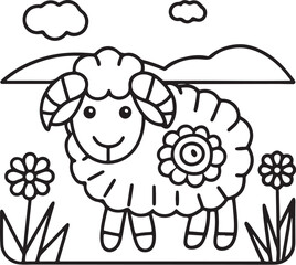 Adorable Cute Sheep Coloring Pages – Fun, Relaxing and Whimsical Sheep Designs for Kids and Adults, Printable PDF, Fluffy Farm Animals, Kawaii Lamb Art