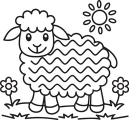 Adorable Cute Sheep Coloring Pages – Fun, Relaxing and Whimsical Sheep Designs for Kids and Adults, Printable PDF, Fluffy Farm Animals, Kawaii Lamb Art