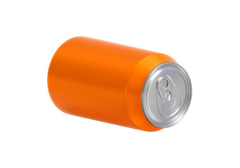 Orange aluminum drink can, transparent background