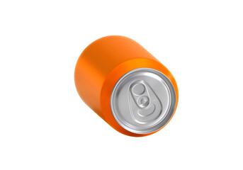 Orange aluminum drink can, transparent background